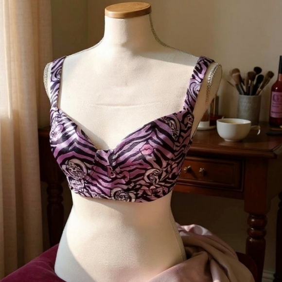 Dolls Kill x Bratz Bra Top – Zebra Print Padded Underwire Crop w/ Satin Straps M - Picture 1 of 12